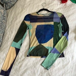 Colorful Geometric Long Sleeve Top